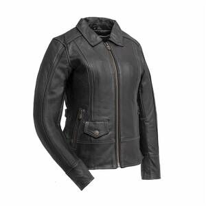NEW FIRST MFG CO. women's free spirit motorcycle leather jacket in black